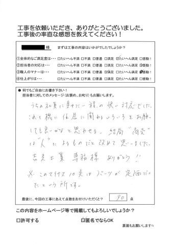 うちの社員に見せたい程の快い対応でした